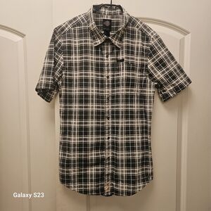 Harley-Davidson Black & White Plaid Short Sleeve Button-Down Shirt